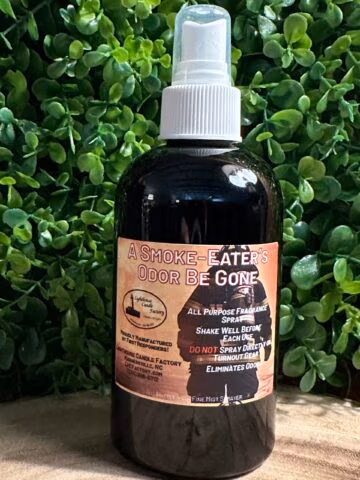 The Lighthouse Candle Factory's exclusive "A Smoke Eater's Odor Be Gone All-Purpose spray, made by First Responders for First Responders.