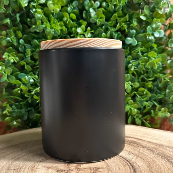 modern black tumbler with lid on