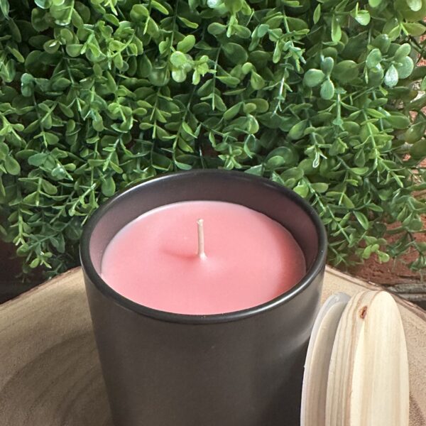 modern black tumbler with pink wax