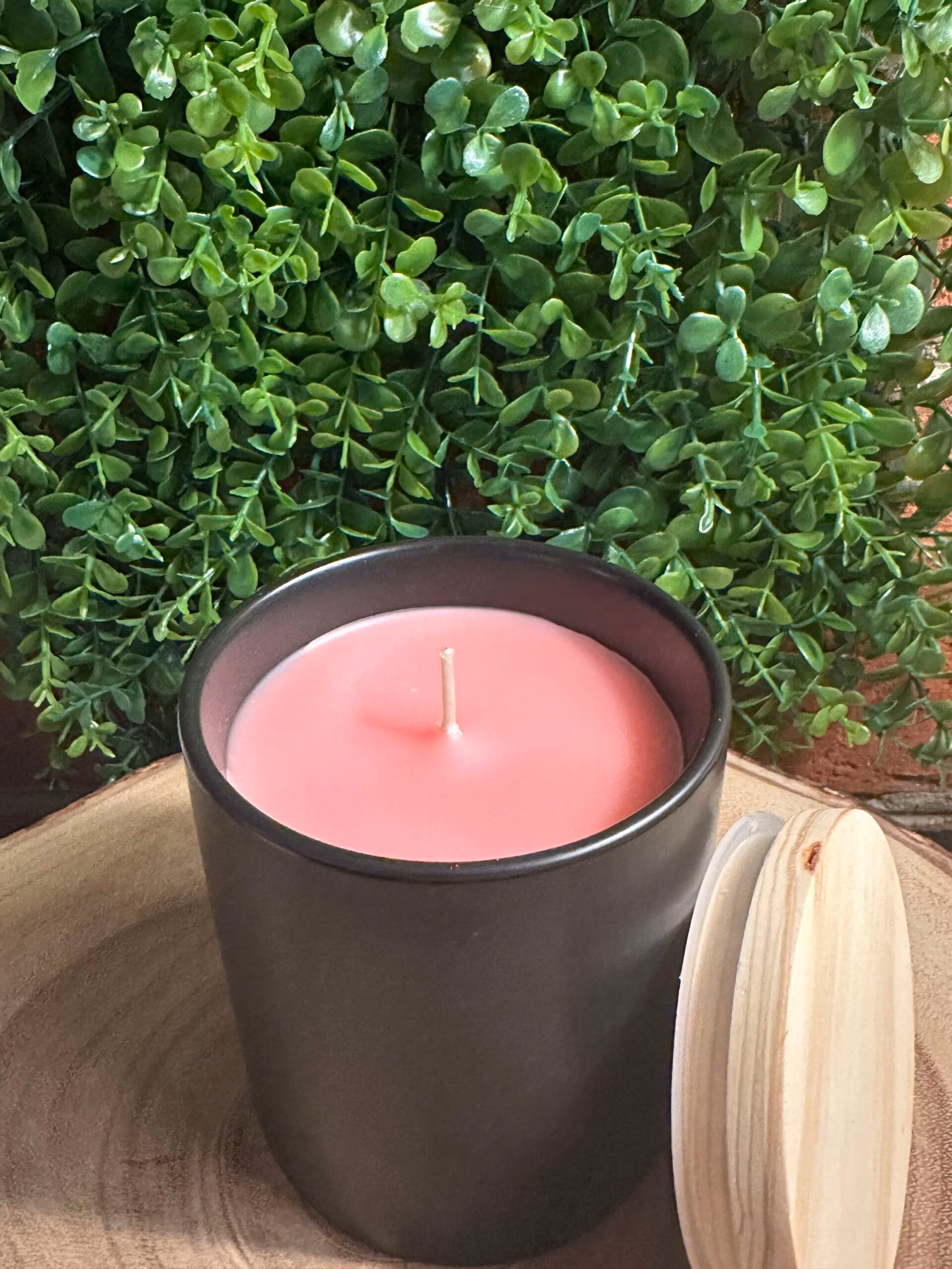 modern black tumbler with pink wax modern black tumbler with pink wax