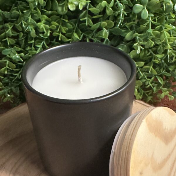 modern black tumbler with white wax