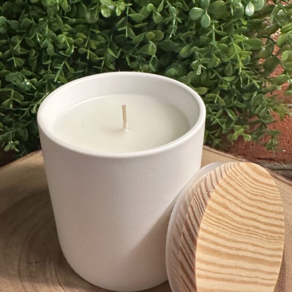 modern white tumbler with white wax