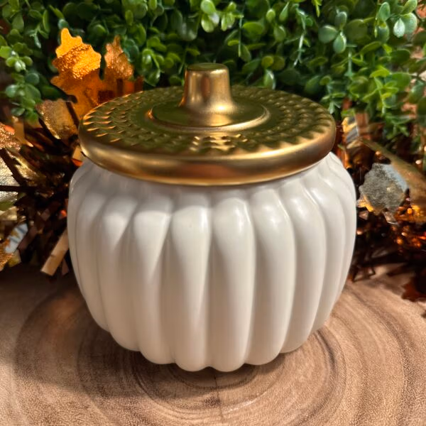 18oz white pumpkin jar lid on
