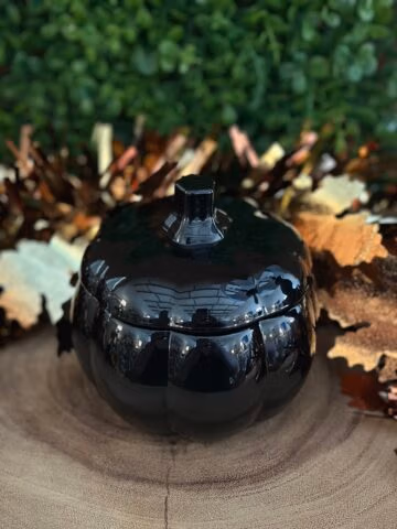 black pumpkin jar