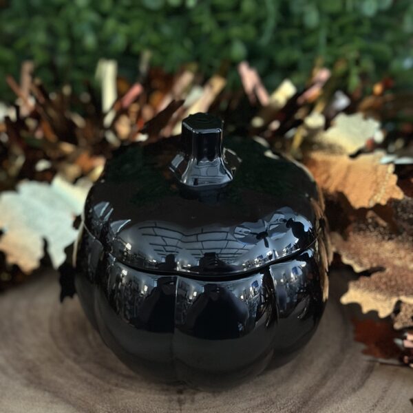 black pumpkin jar