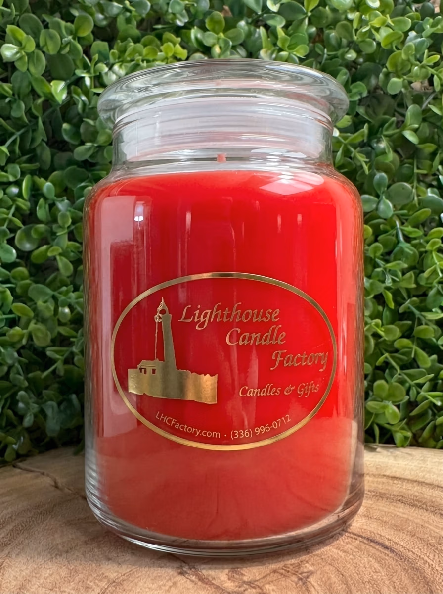 black_cherry_obg_32_front Black Cherry Candle in a 32oz apothecary jar with red wax — front view