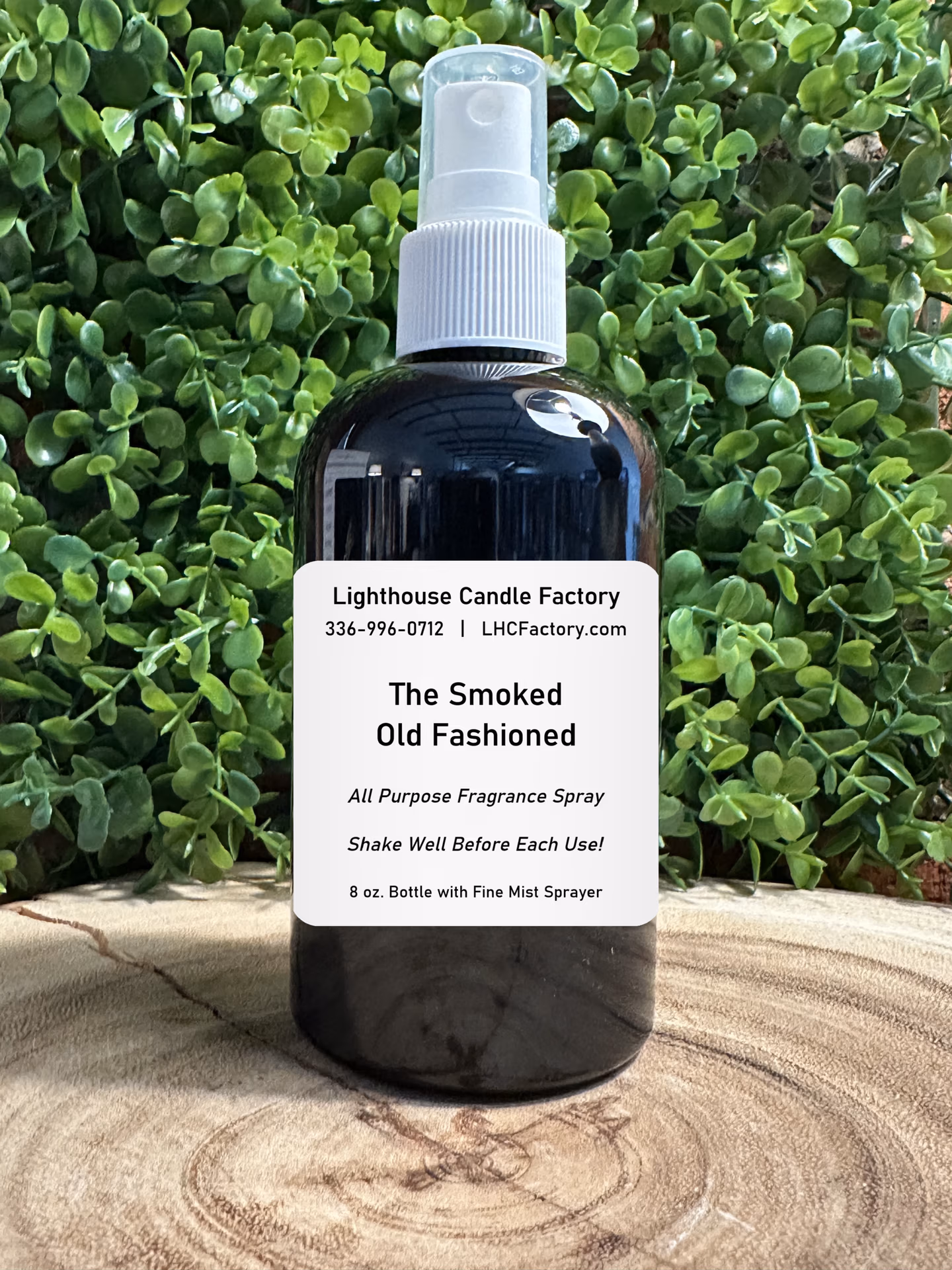 The Smoked Old Fashioned 8oz Fragrance Spray by The Lighthouse Candle Factory with smoky oak, bourbon, orange bitters, cherry and vanilla notes