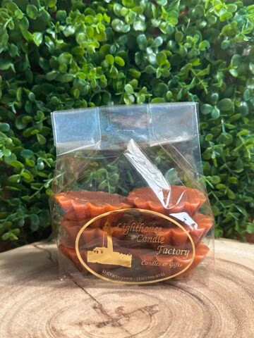 The Smoked Old Fashioned Tarts by The Lighthouse Candle Factory in Bourbon wax color with smoky oak, bourbon, orange bitters, cherry and vanilla fragrance