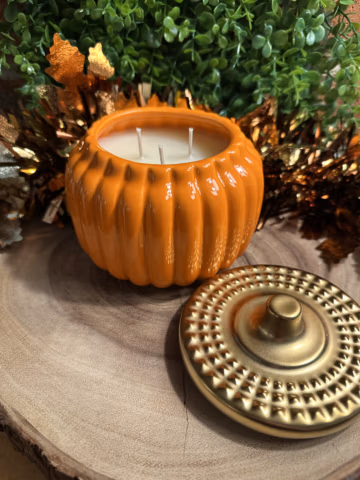 Orange 18oz Pumpkin Jar Candle — front view
