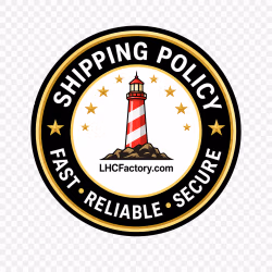 The Lighthouse Candle Factory Shipping Policy badge.