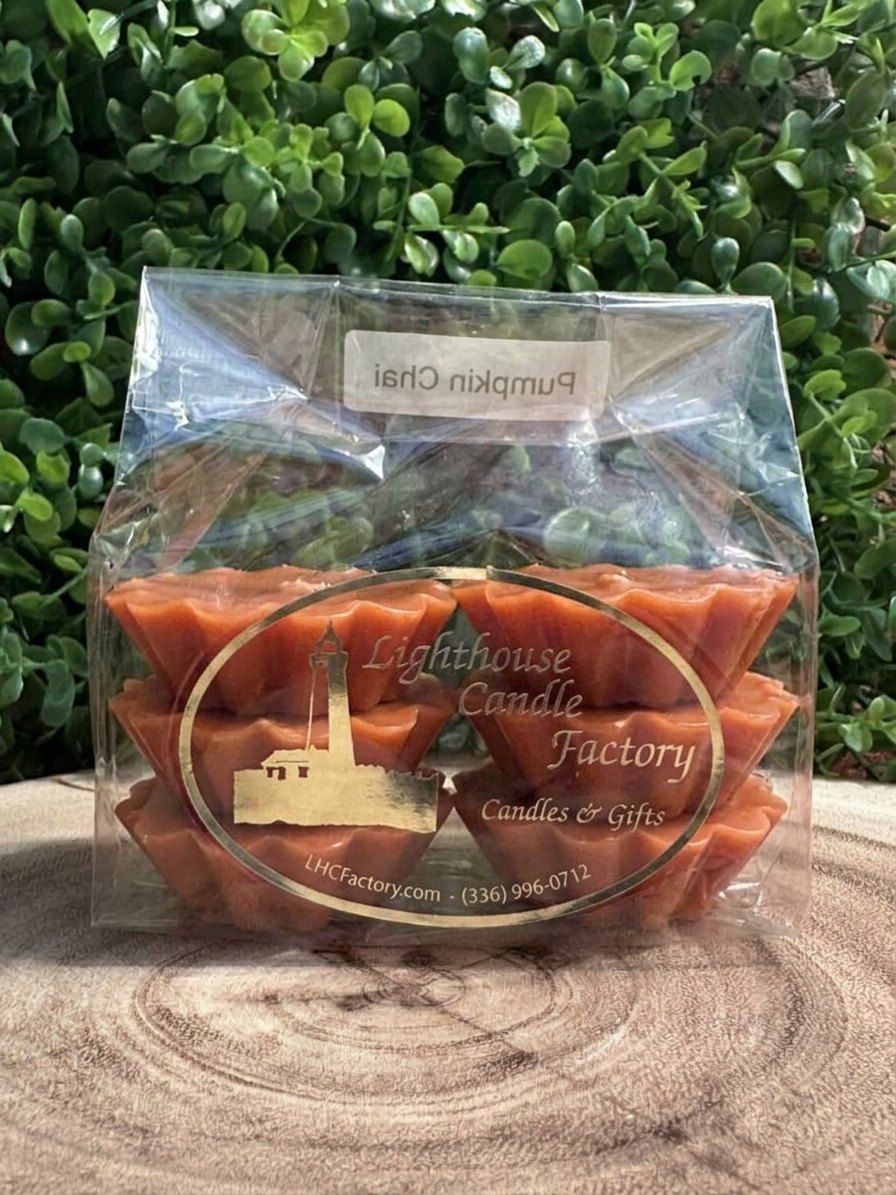 Pumpkin Chai Wax Tarts as scented wax tarts with burnt orange wax — front view